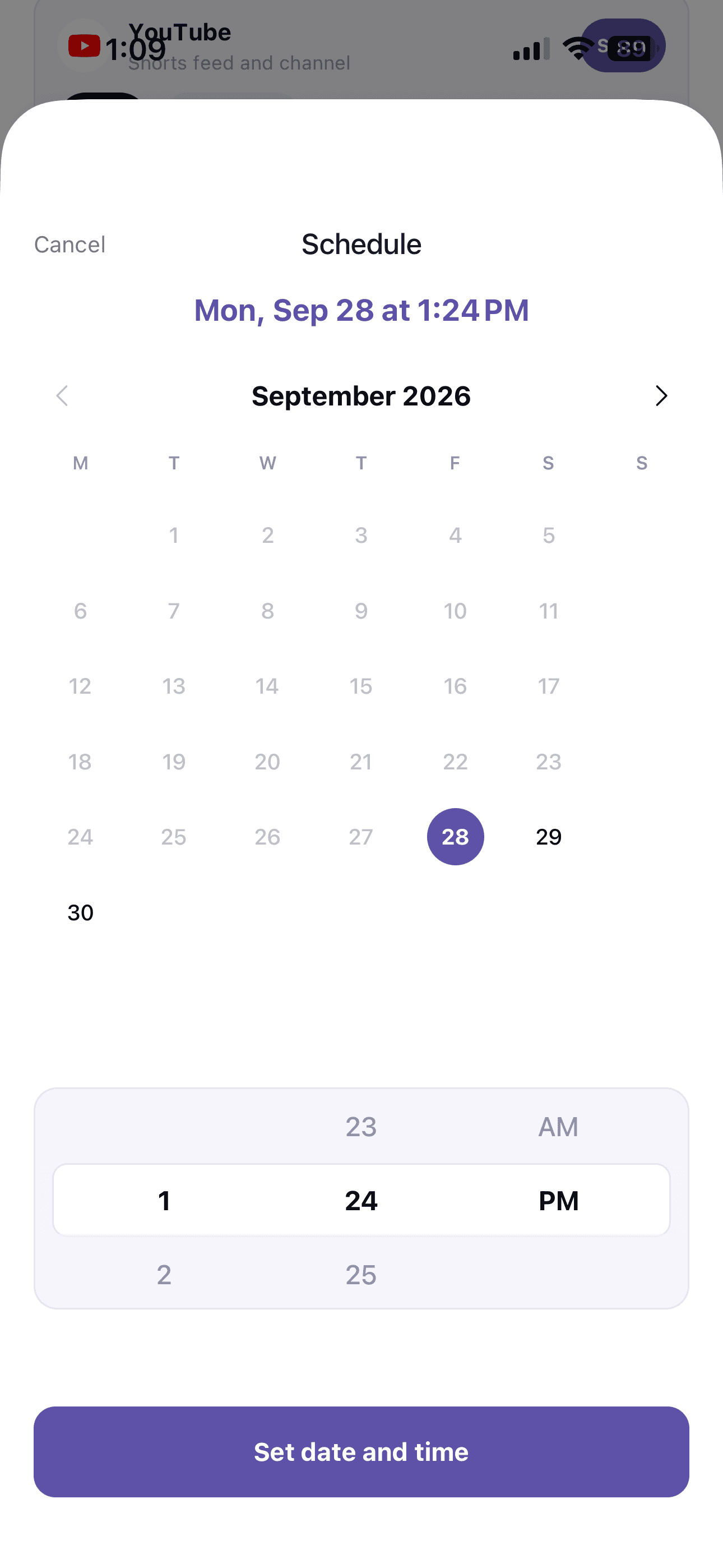 PostQuickly app: setting the exact publish date and time